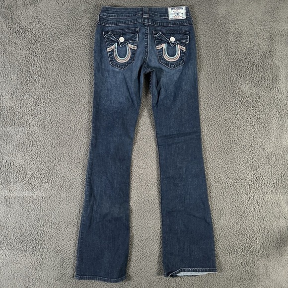 Vintage True Religion Jeans Womens 28 Blue Hi-Rise Boot Thick Stitch‎ - Picture 2 of 9